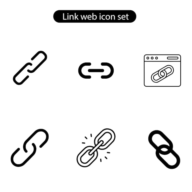 Vector link web vector art icon set illustration on white background