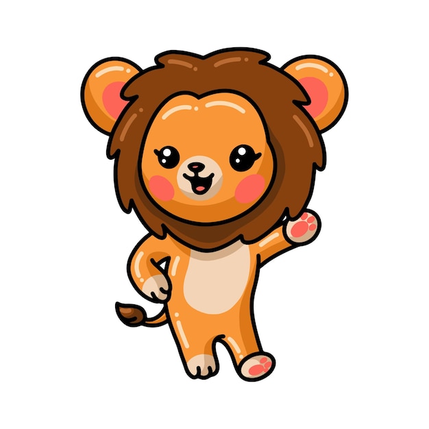 lion cartoon presenting isolated on white