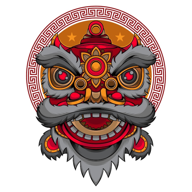 Vector lion head dance logo