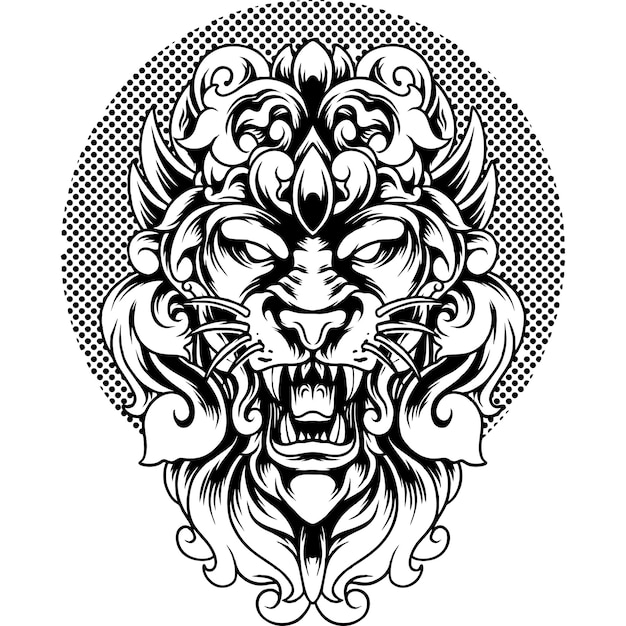 Lion Head With Ornament Silhouette
