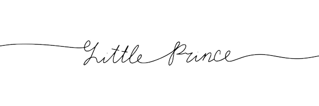 little prince word isolated on white background handwriting text one line continuous vector illust