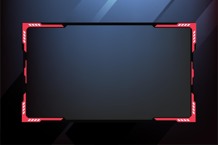 Vector live streaming overlay design with abstract shapes futuristic gaming overlay and broadcast border vector on a dark background modern gaming overlay and online screen panel design with red color