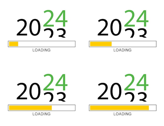Loading new year 2024. 4 periods. Graphic design.