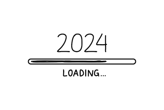 Loading process ahead of the 2024 new year in doodle style