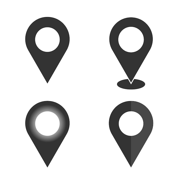 Location pin multiple styles black color set Vector you are here gps navigation map pointer Half shadow location pins Location pin gradient set 3d red location pin collection vector illustration
