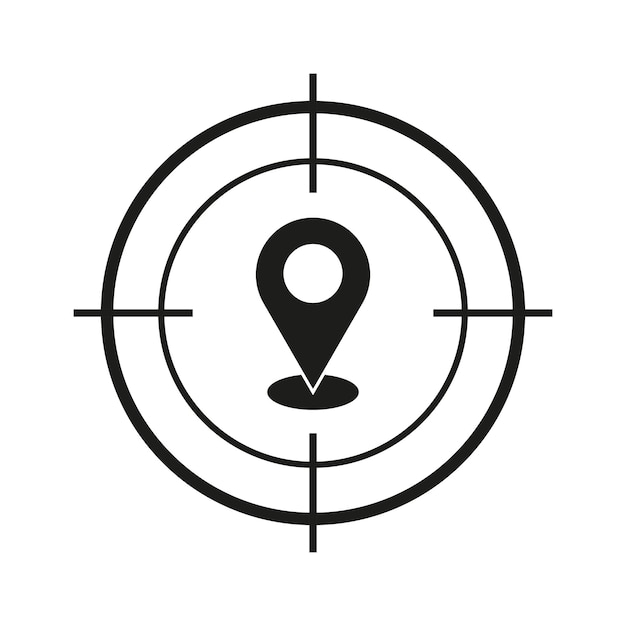 Location target icon GPS pinpoint symbol Navigation marker vector Black isolated illustration