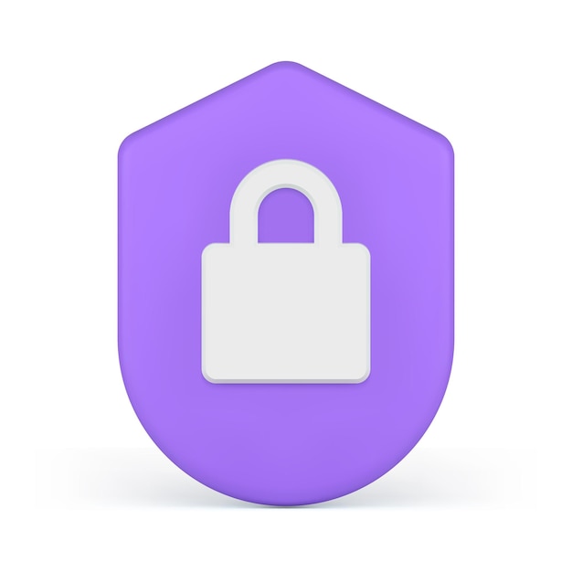 lock data protect padlock shield security cyber technology crime control 3d icon realistic vector