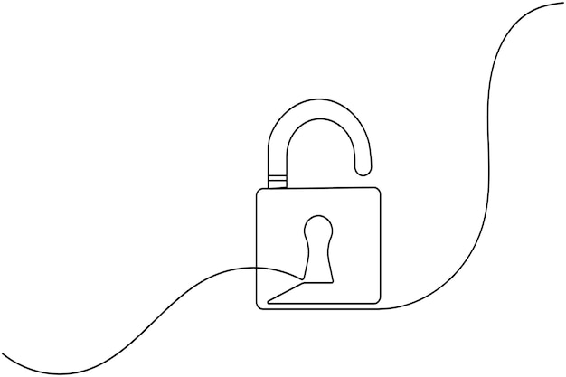 Lock icon minimalist style single line art isolated vector drawing