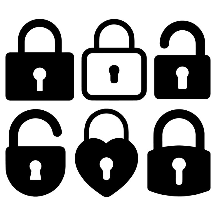 Vector lock outline element design for templates