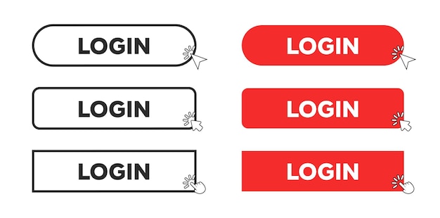 login button in red rectangle and outline style vector illustration