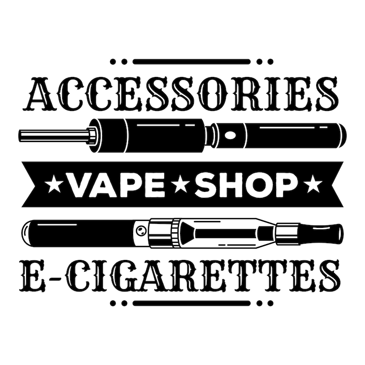 Vector logo aksesori vape ilustrasi sederhana logo vektor aksesori vape untuk desain web diisolasi pada latar belakang putih
