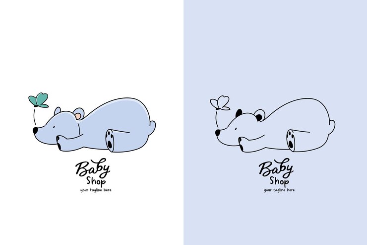Logo Baby Cute bear vector illustration