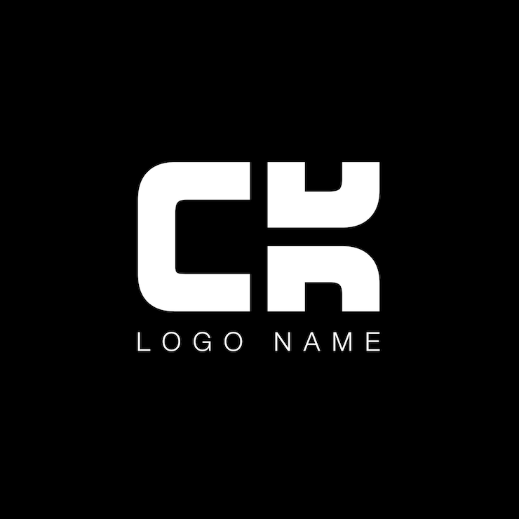 Vector logo bisnis huruf ck dalam warna hitam dan putih