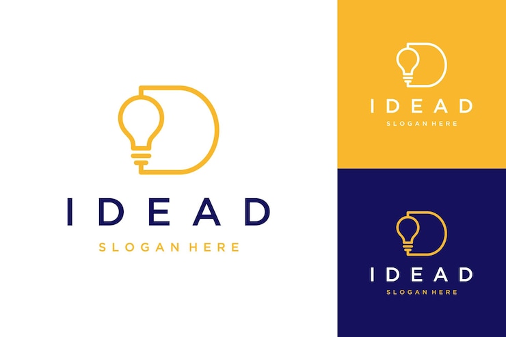 Vector logo design idea, or initial letter d with a light bulb