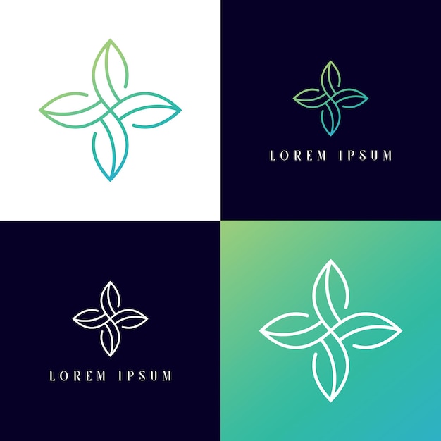 logo flower abstract design for Beauty Spa salon company creative green tree leaf modern vector