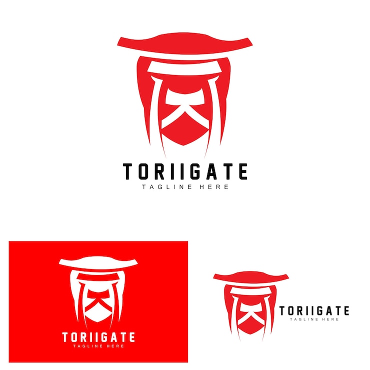 Vector logo gerbang torii ikon gerbang sejarah jepang ilustrasi vektor cina desain kayu templat merek perusahaan