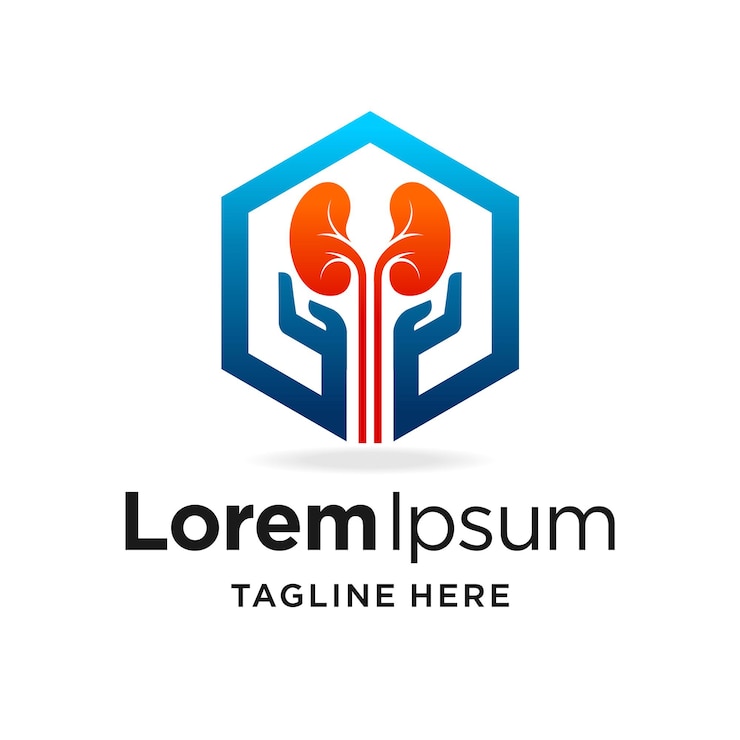 logo ginjal dengan konsep segi enam