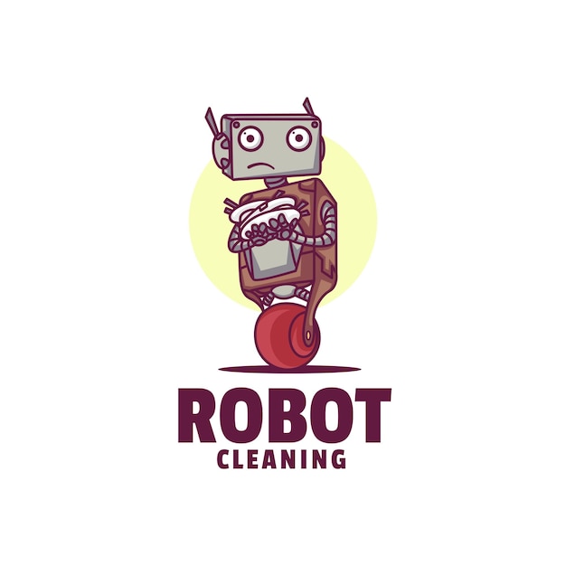   Logo Illustration Robot Mascot Cartoon Style.
