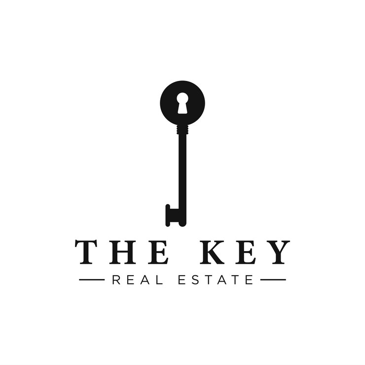 Logo kunci rumah mewah retro atau hotel atau real estat dengan ide kreatif