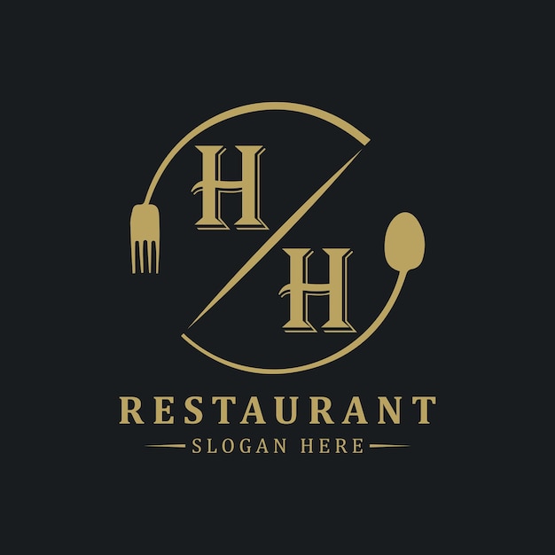 Logo monogram awal Dengan desain logo bentuk lingkaran restoran