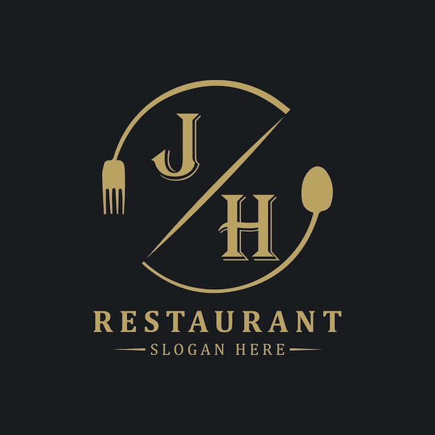 Logo monogram awal Dengan desain logo bentuk lingkaran restoran