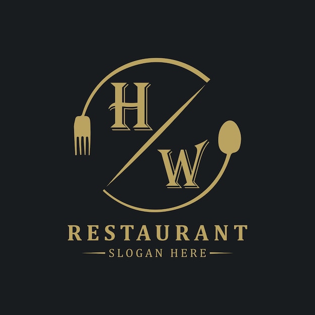 Logo monogram awal Dengan desain logo bentuk lingkaran restoran