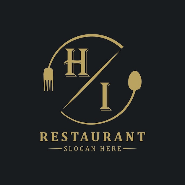Logo monogram awal Dengan desain logo bentuk lingkaran restoran