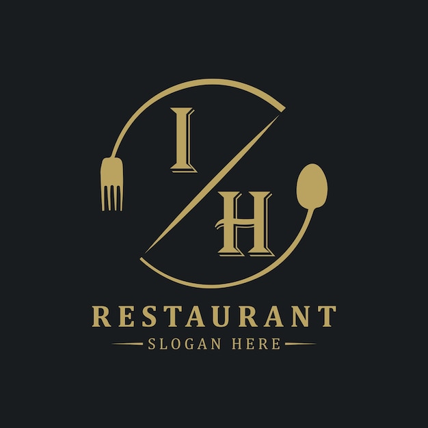 Logo monogram awal Dengan desain logo bentuk lingkaran restoran