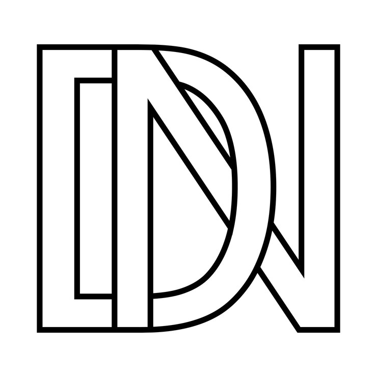Vector logo sign dn nd icon sign dn interlaced letters d n