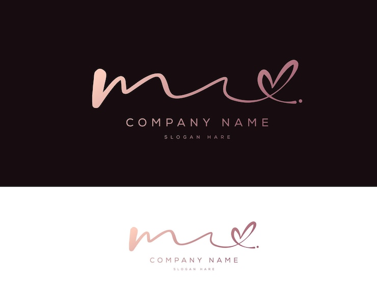 Vector logo tanda tangan kecantikan feminin inisial m