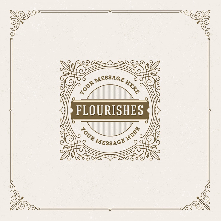 Vector logo template with flourishes calligraphic elegant ornamental frames.