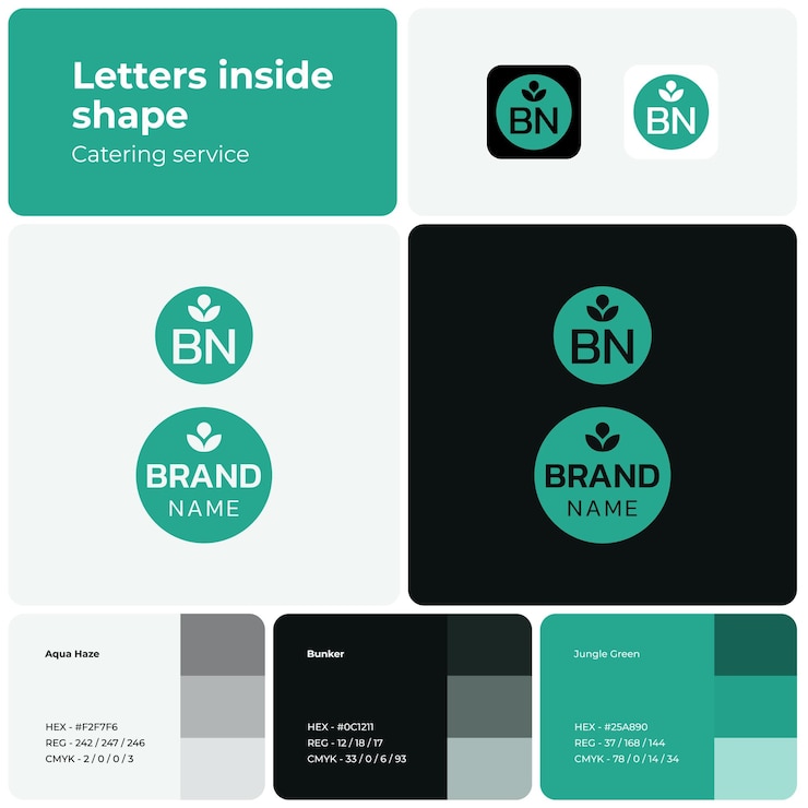 Vector logo toko grosir 2d dengan nama merek ikon hijau elemen desain identitas visual templat kreatif dengan jenis huruf kanit cocok untuk acara layanan makanan perusahaan katering