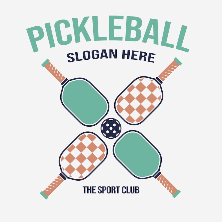 Vector logo vintage pickleball desain datar