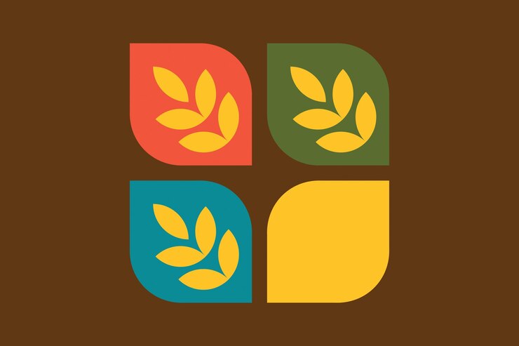 Vector logo with 4 leaves symbols