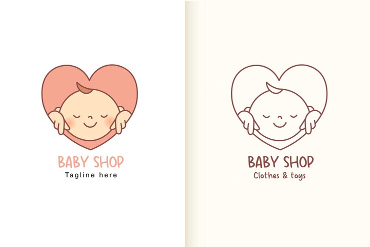 Logotype cute baby in heart