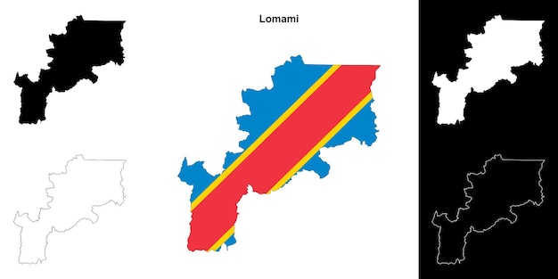 Lomami province outline map set