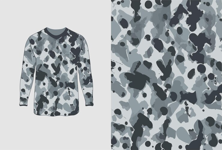 Vector long sleeve jersey grunge camo texture for extreme sport wear racing cycling football motocross travel backdrop wallpaper vector pattern