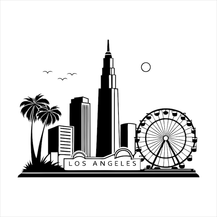 Vector los angeles city in california skyline