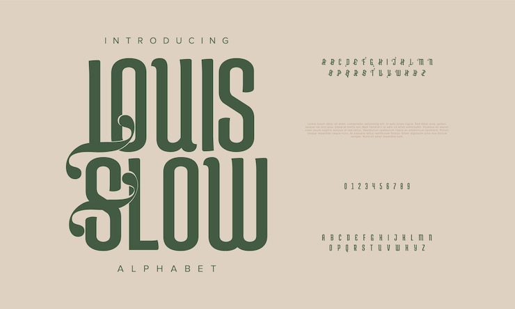 Vector louisslow premium luxury elegant alphabet letters and numbers elegant wedding typography classic
