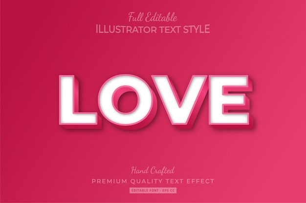 Love Embossed Editable 3D Text Style Effect Premium