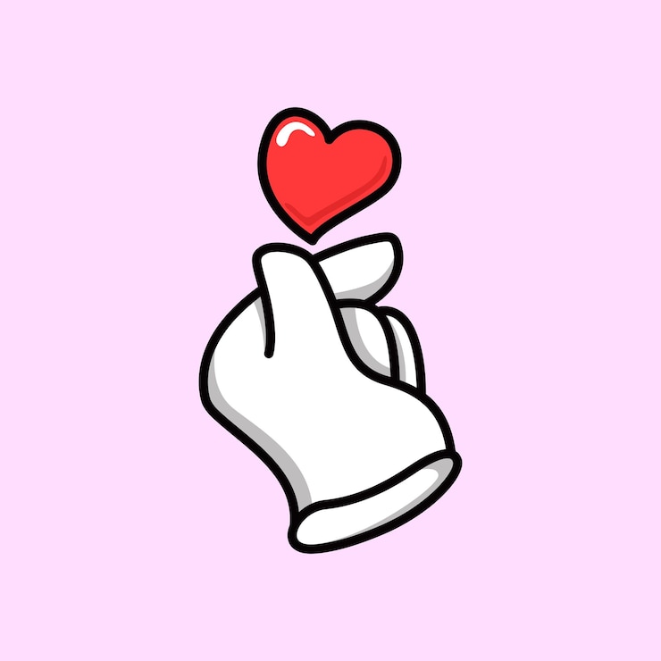 Vector love hand sign gesture valentine's day design cartoon vector premium isolated
