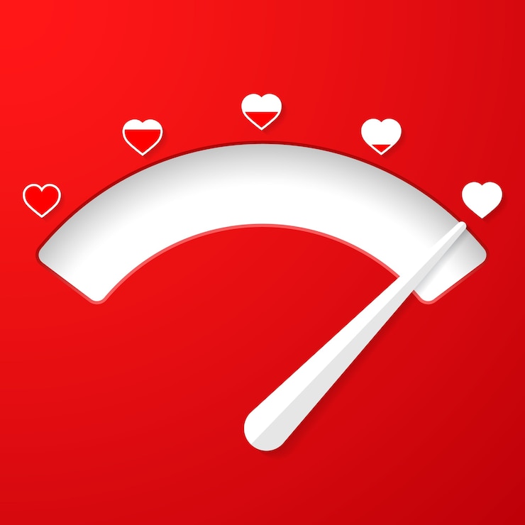 Vector love meter in simple flat style.