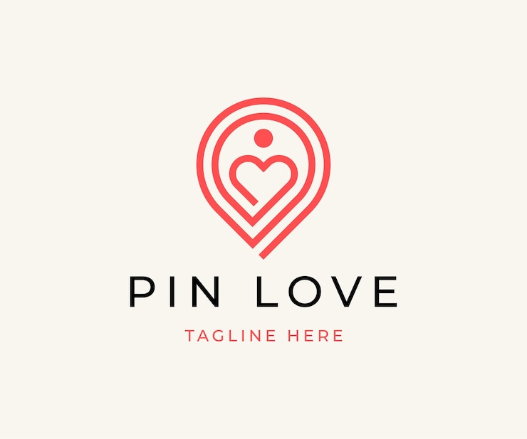 Vector love pin monogram logo design