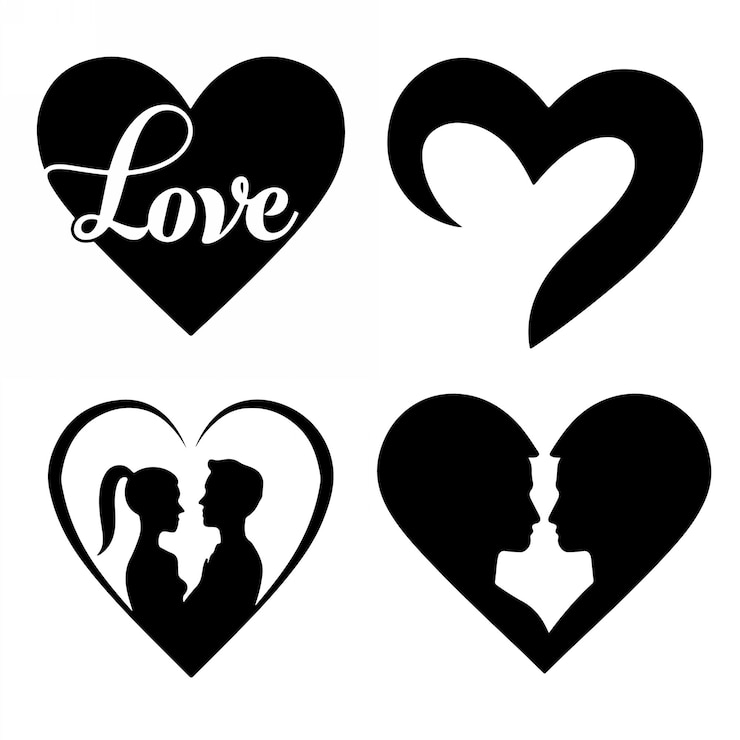 Vector love shape silhouette illustration design