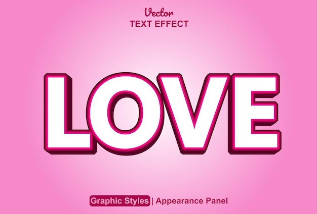 Love text effect with orange graphic style and editable