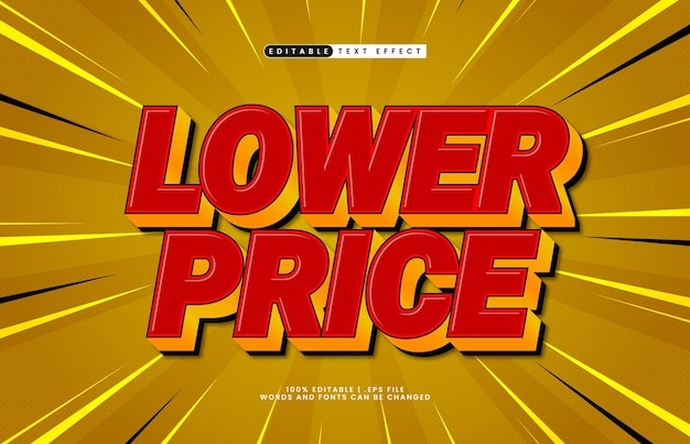 lower price editable text effect with a sale and discount text style