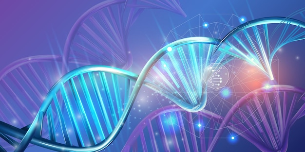 Luminous double helix strands of abstract dna