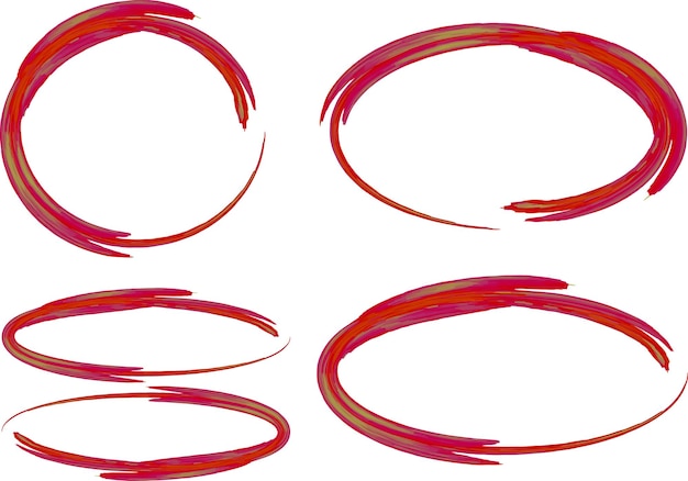 luminous red color decorative circle frames set vector