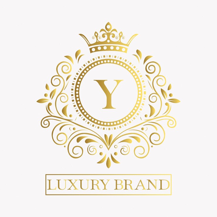 Luxurious and elegant logo design with a letter Y in gold featuring regal floral embellishments
