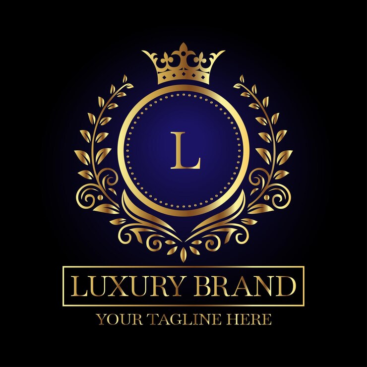 Luxurious Emblem Design with Gold Letter L and Crown on Black Background